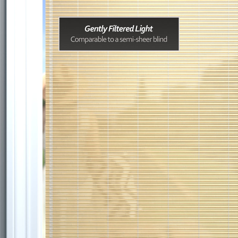Burnt Bamboo Cordless Window Shade - Two-Tone Honey 24" W, 36"W x 72"L, Light Brown