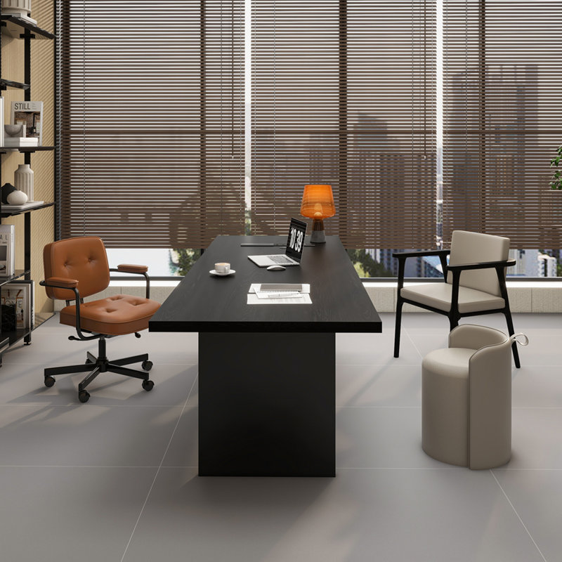 Bureaux rectangulaires noirs en bois massif, H 29,53 po x l 70,87 po x P 31,50 po