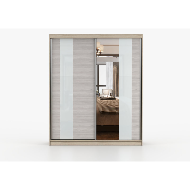 2 Door Laminate Wardrobe, Sonoma Oak front/Kathult doors, Decorative strips