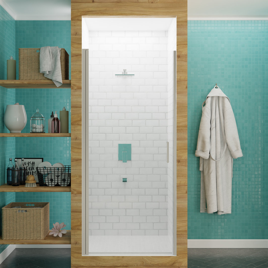 Lancer Series 23.4" W x 72" H Hinged Semi-Frameless Shower Door ANZZI 