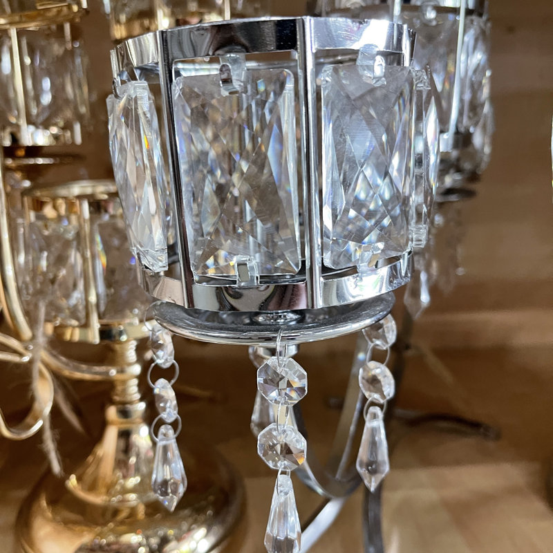 Candélabre en cristal argenté à 4 bras Rosdorf Park® - 15 po, Argent