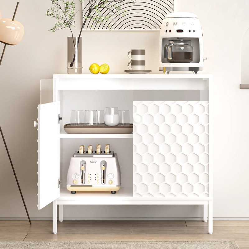 Buffet avec DEL et station de charge, Blanc
