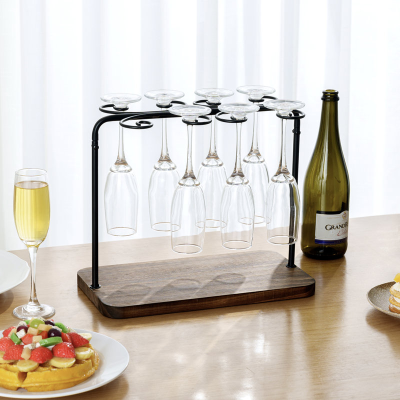 Metal Tabletop Wine Glass Rack In Brown