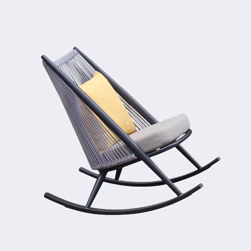 Chaise berçante simple en métal, Gris, Noir