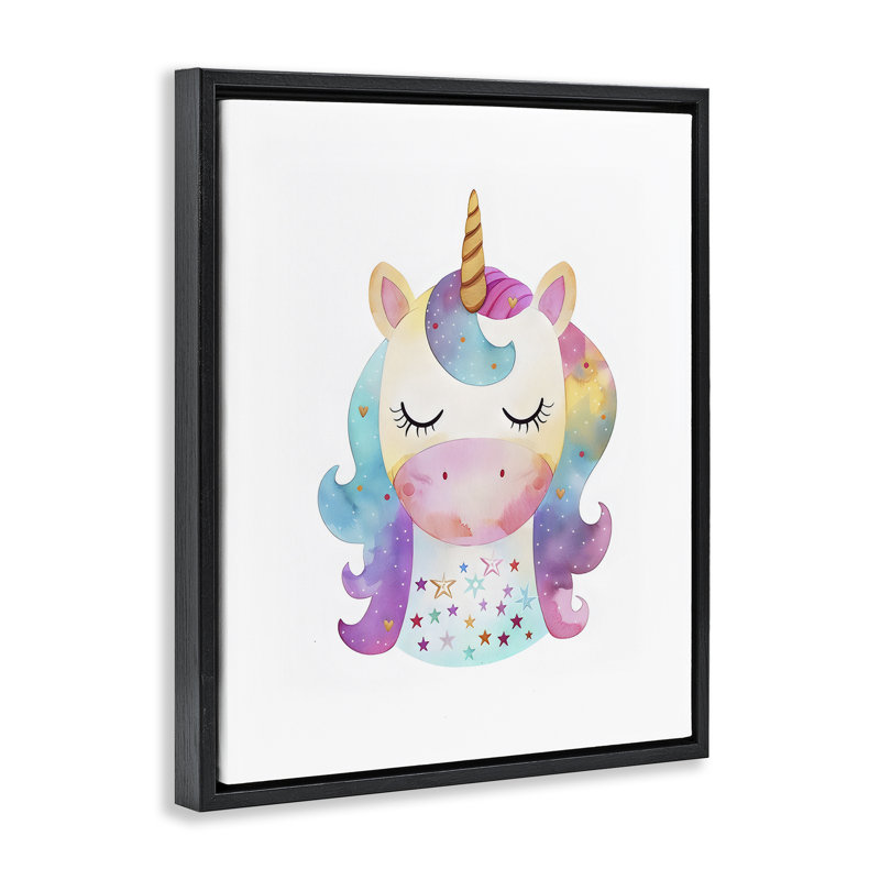 Cadre flottant Unicorn Nursery Fantasy, design LSR Design Studio, Cadre flottant noir de jais, H 21 po x l 17 po