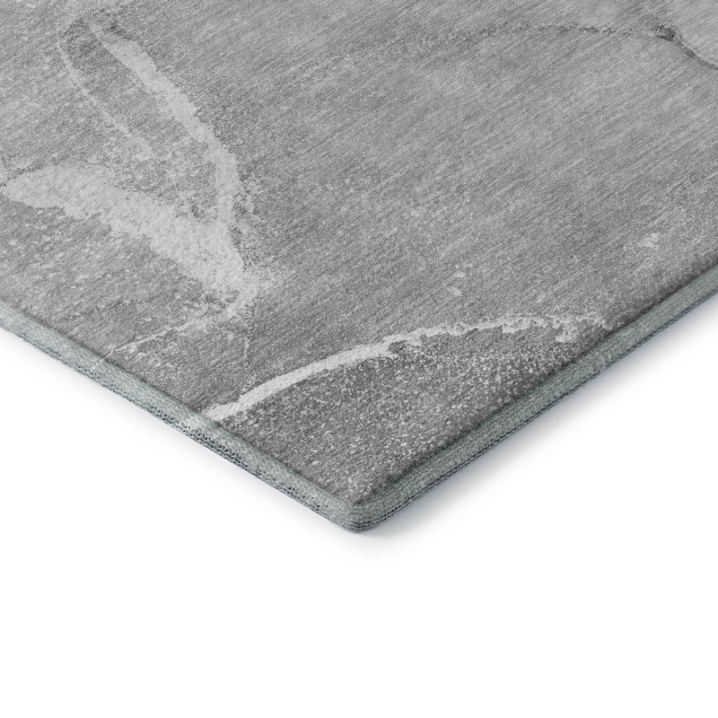 Tapis gris lavable à la machine de qualité supérieure 8 pi x 10 pi Cerrito AMF510, Rectangle 1 pi 8 po x 2 pi 6 po