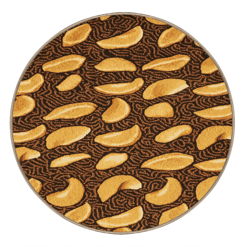 Washable Fortune cookies Desserts Area Rug, Round 4'