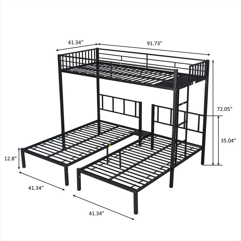 Metal Triple Twin Bunk Bed/ Can Be Separated Into 3 Twin Beds
