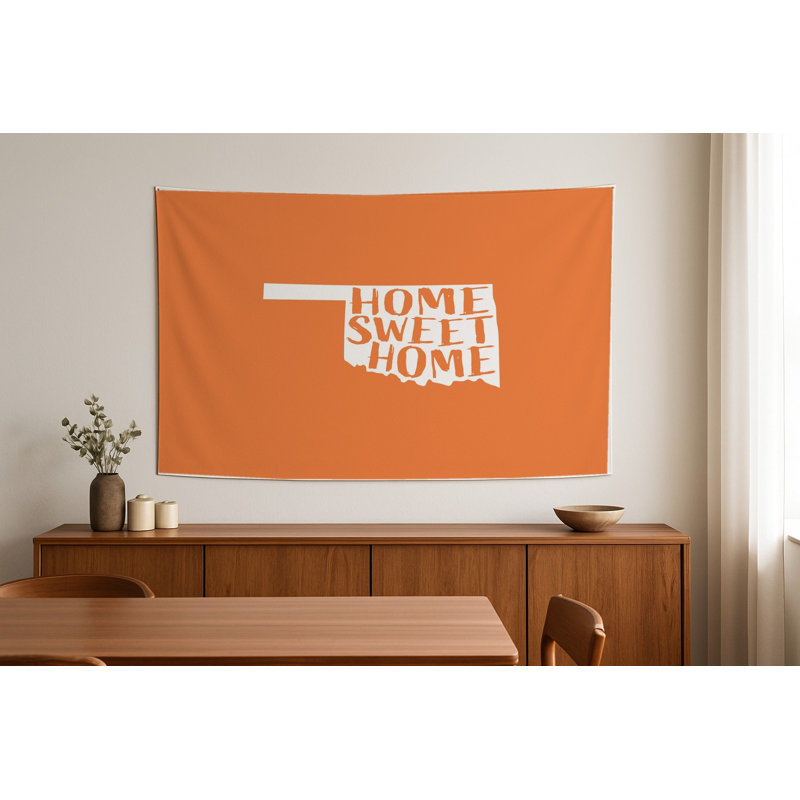 DOUX FOYER — Silhouette de l'État d'Oklahoma — Peinture murale tissée avec paysage, H 26 po x l 36 po