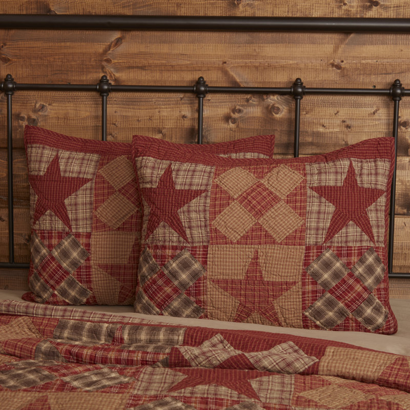 Dawson Star Khaki and Burgundy Cotton Standard Sham