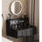 French‑style Small Black Dressing Table with Wood & Stainless Steel for Bedroom