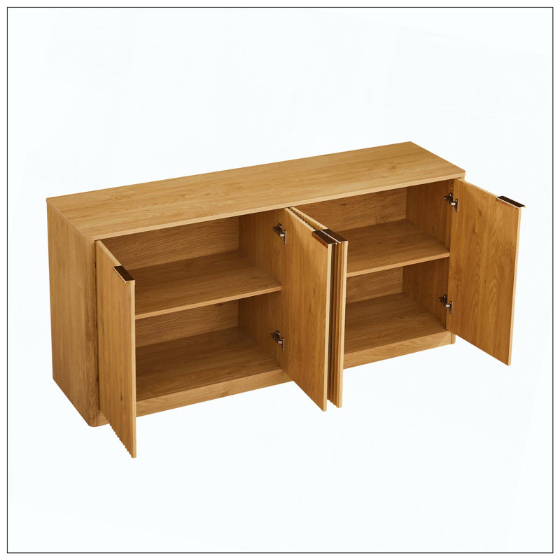 Buffet moderne ondulé, armoire de rangement à contour incurvé, armoire à 4 portes avec fonction de rangement, convenant à la cuisine / chambre à coucher / salon