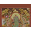 Art mural Kubera Thangka - dieu bouddhiste tibétain de la richesse peint à la main, toile sans brochage avec or 24 carats, sans cadre 27,2 po x 20,1 po, joyau et motif de mangouste