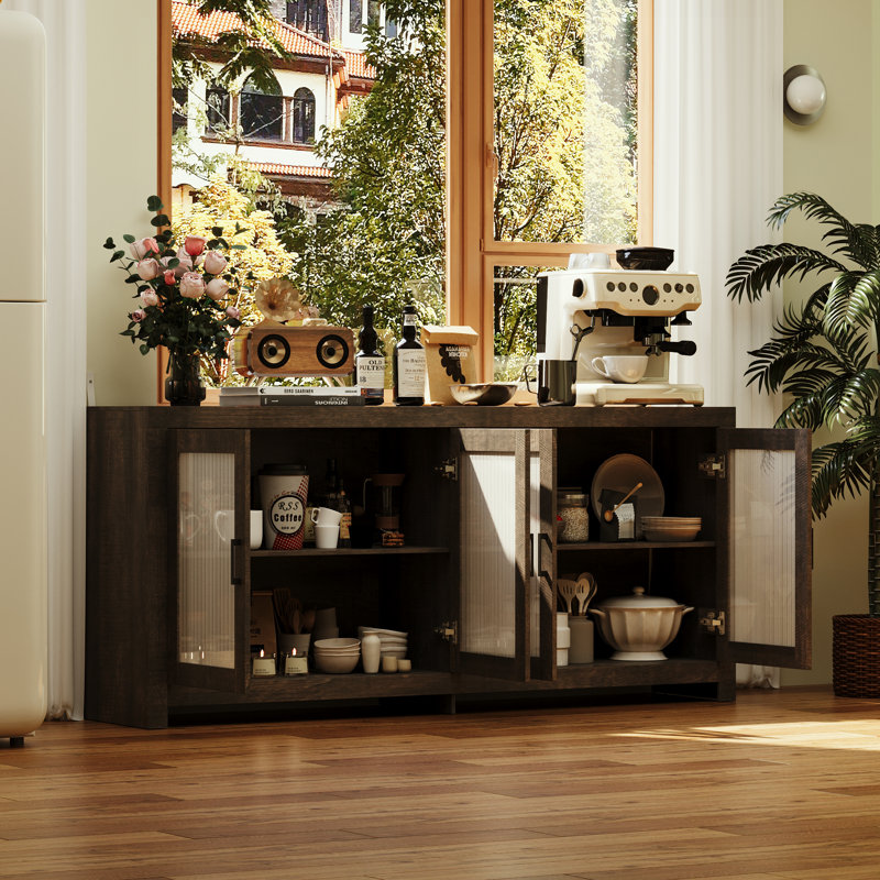 4-Door Sideboard With Strong Storage, Brown