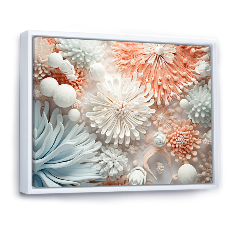 «Colorful Coral Reef Heaven IV», art mural grand corail sous l'eau, H 30 po x l 40 po x P 1,5 po, Cadre flottant blanc