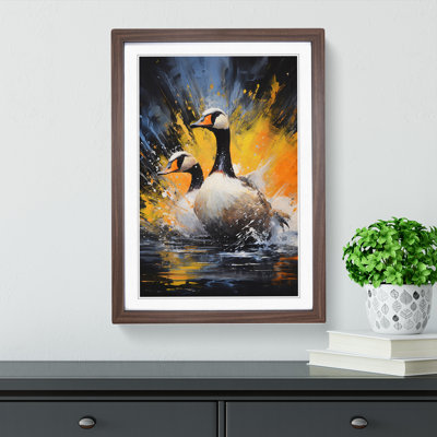 Goose Action Painting Art - Framed Print