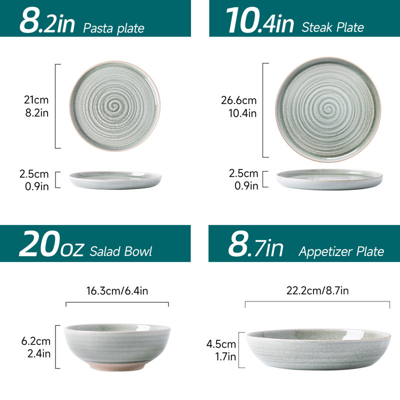  16 Piece Stoneware Dinnerware Set - Service For 4
