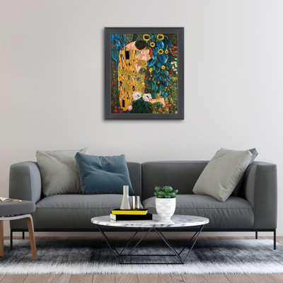 «Kiss In The Garden (Luxury Line)» par Gustav Klimt - peinture sur toile encadrée