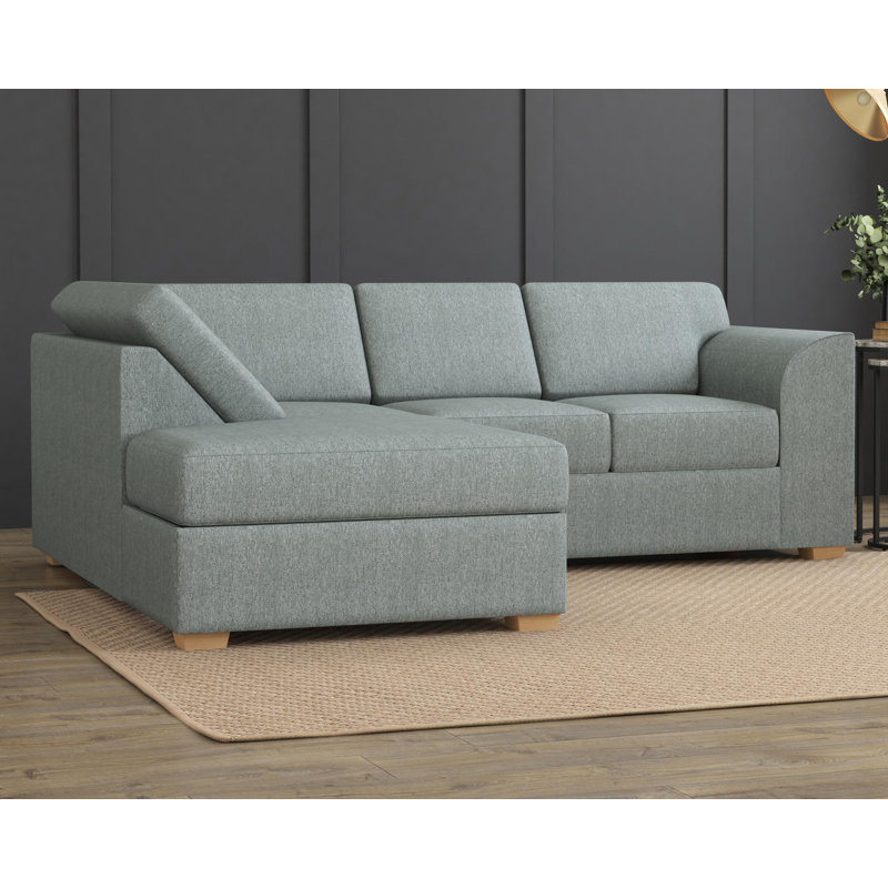 Modo L Shaped Sofa With Corner, Fixed Back, Left Hand Facing, Granite Polyester