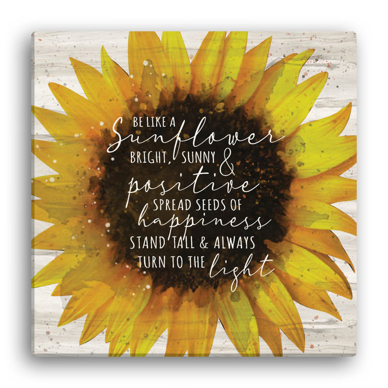 Be Like A Sunflower Canvas Wall Art Print On Wood Frame And Ready To Hang In Kitchen Bedroom Office Family Or Living Room, Square