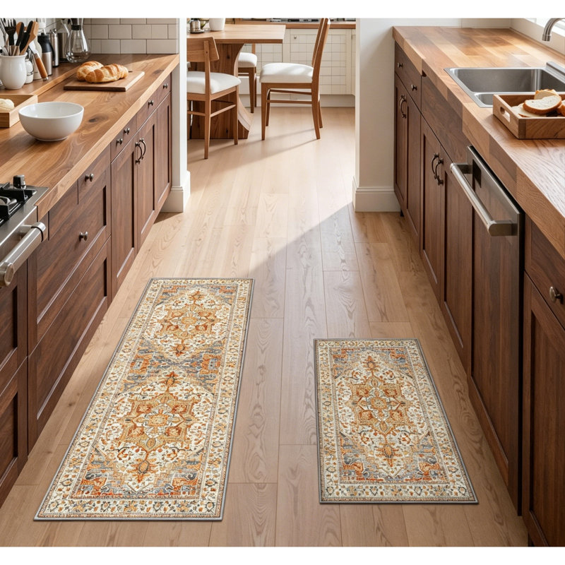 Tapis de sol antidérapant et lavable 2pk, Brun