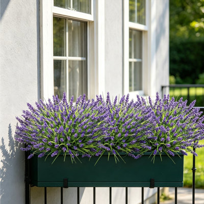 Artificial Lavender Flowers 30 Bundles,Fake UV Resistant Greenery Stems, Faux Plastic Plants for Outdoor Indoor Home Porch Patio Window Box Decor, Halloween Christmas Holiday Front Door Garden Decoration