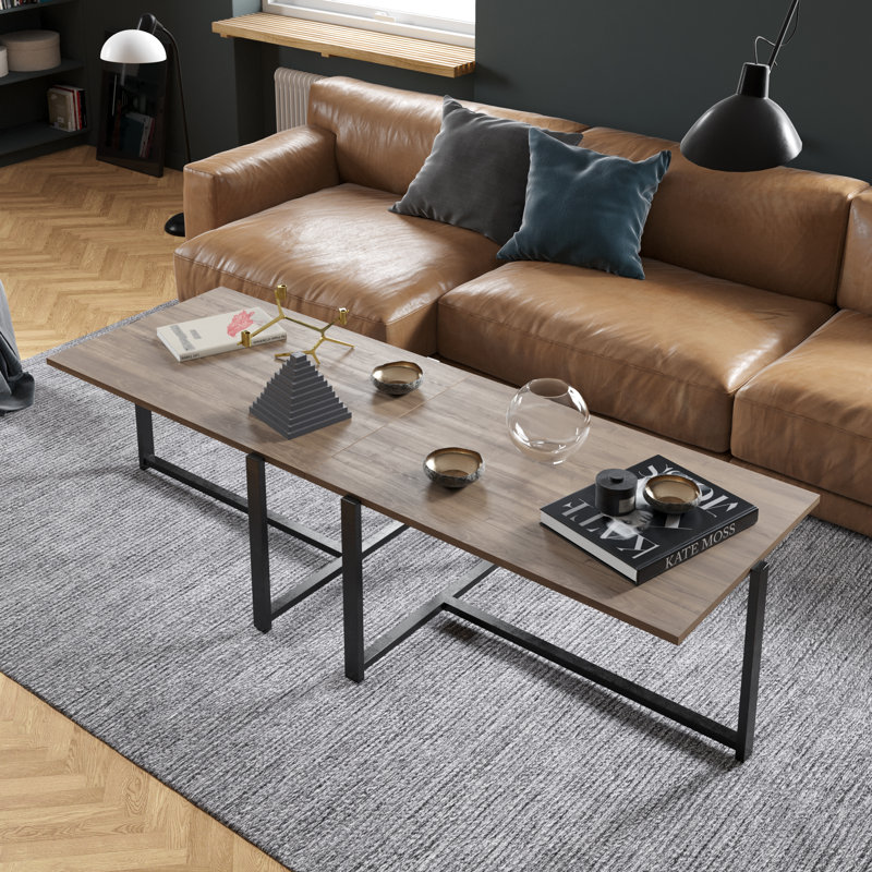 Adele 92cm Rectangular Coffee Table, Walnut, Black