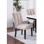 Upholstered Soft Fabric 2Pc Dining Chairs Channel Tufting Neutral Tone Side Chair Black Wooden Legs Dining Room
