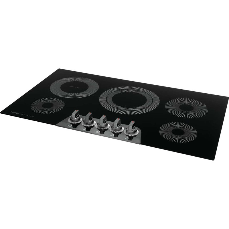 36.75"" Electric Cooktop with 5 Elements, Black/Silver