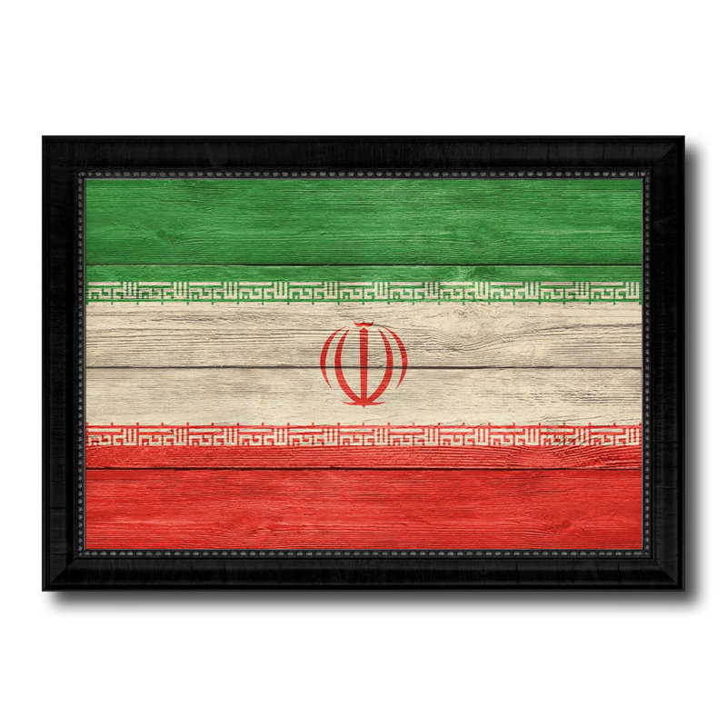 « iran country flag », impression sur toile encadrée, H 19 po x l 27 po x P 1 po, Encadrement noir