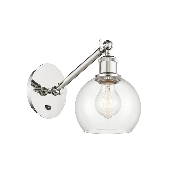 Applique articulée à 1 lumière à intensité variable Shauna, Blanc mat, Incandescente, Nickel poli