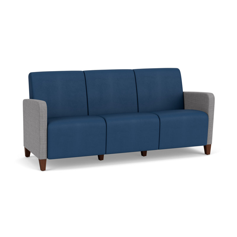 Fauteuil de réception 3 places Ravenna, Bois de noyer, Chambray gris / Patriot Plus Blue Ridge