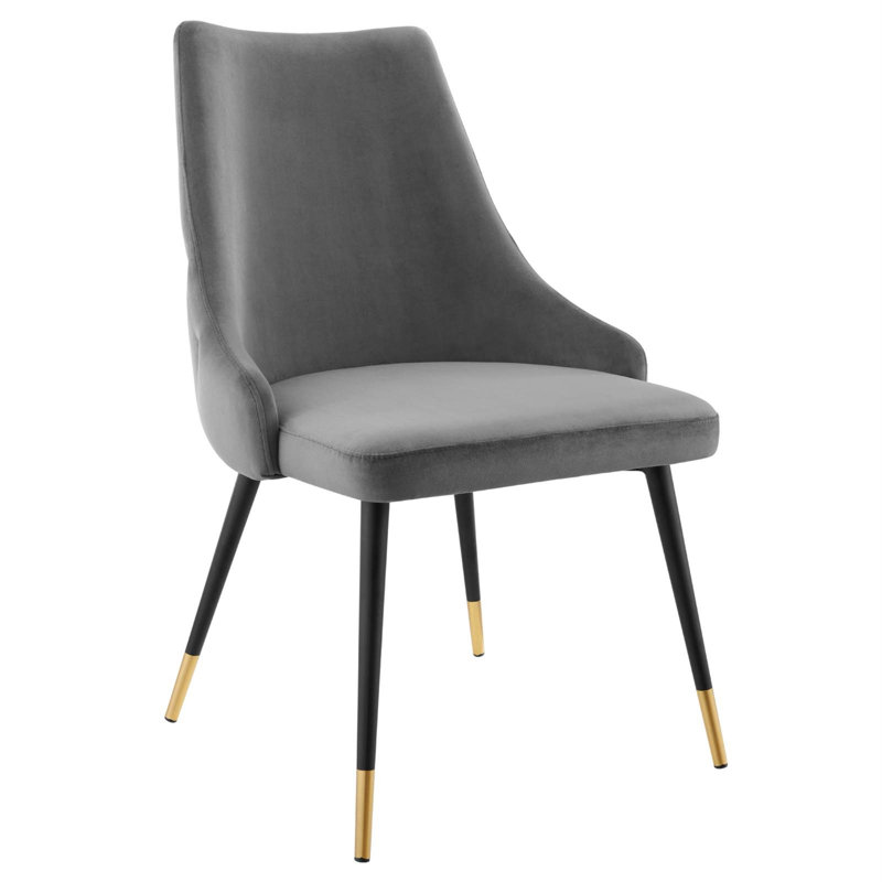Chaise parsons capitonnée en velours, Gris