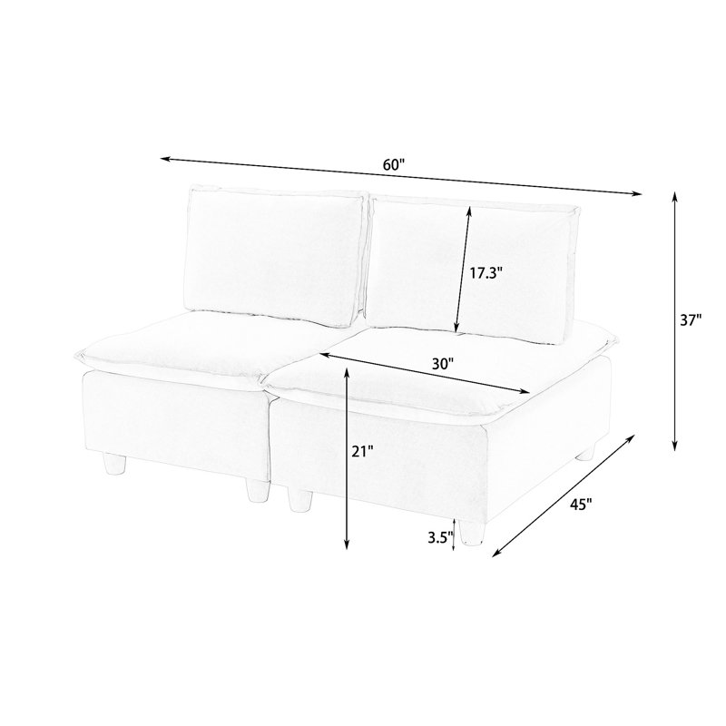 Minimalist Upholstered Sofa, Light Brown