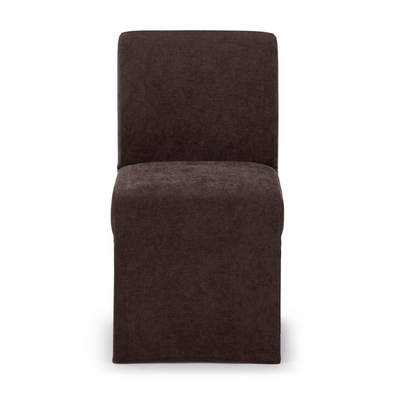 Chesnee Dining Chair with Long Slipcover, Chocolate, 2