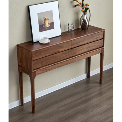 33.46" Walnut colour Rectangular Solid Wood Console Table