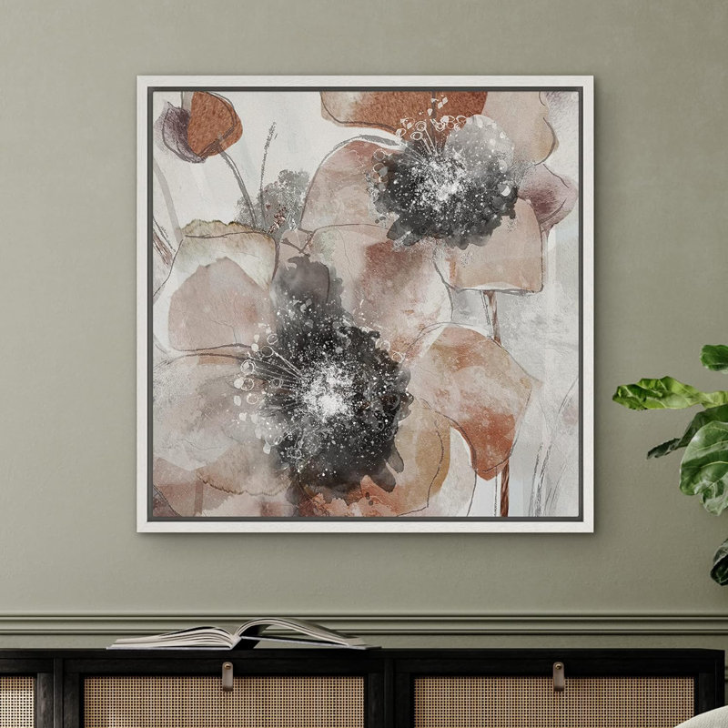 Fleurs brunes, fleurs blanches, pois, plantes florales, aquarelle, art moderne, rustique, gros plan, pastel, Blanc