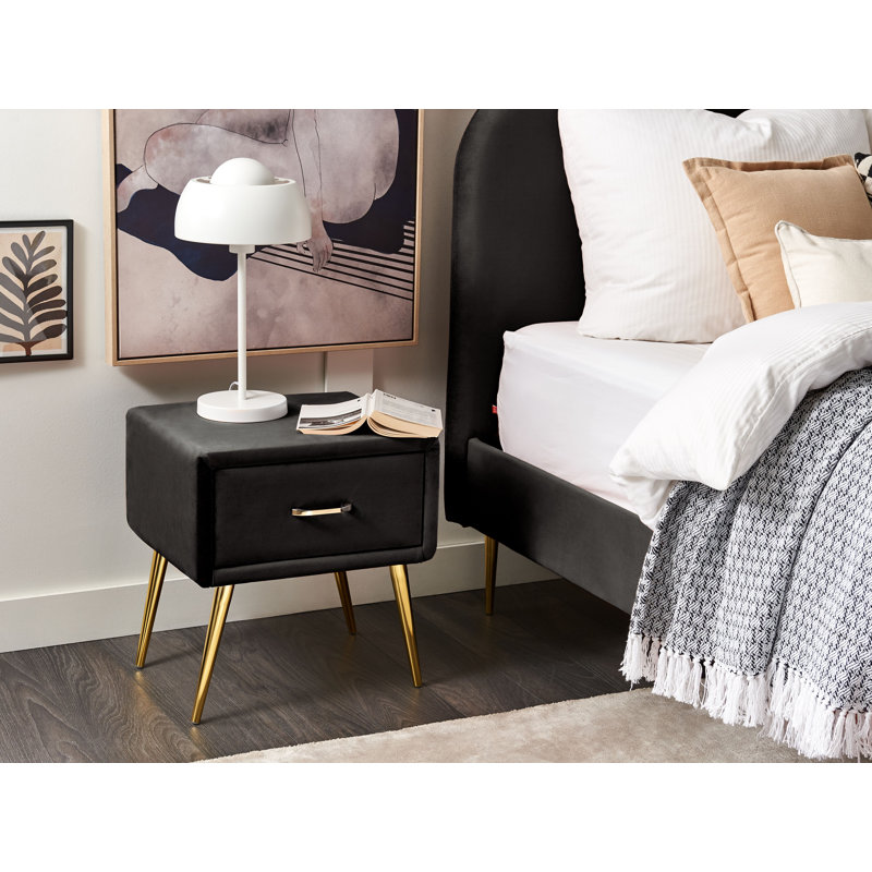 Flossie 46cm W Solid + Manufactured Wood Bedside Table, Black