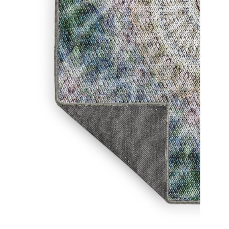Tapis vert/blanc tissé à la machine, Rectangle 4 pi x 6 pi