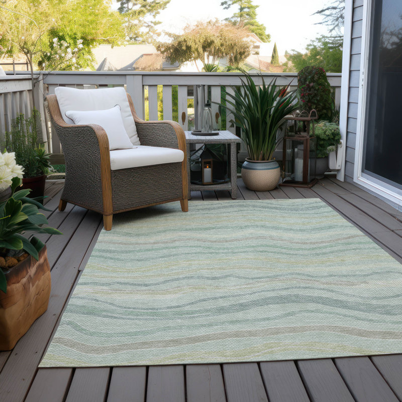 Tapis intérieur / extérieur vert Thalvyn, 8' x 10'