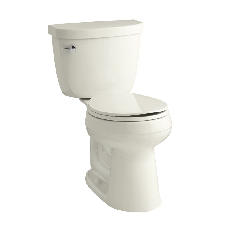 Cimarron 1.28 GPF Round Toilet, Biscuit, Left-Hand