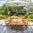 Floden Outdoor 6-Person Dining Sets With 3 Curved Benches, Round Tabletop And Umbrella Hole-2099939850
