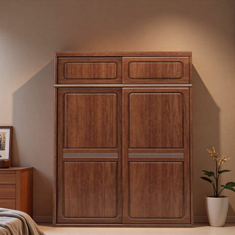 Simple And Retro Wardrobe, 99.92" H x 59.06" W x 23.15" D