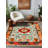 Arathorn Collection Digital Print Cotton-Polyester Blend Rug – Teal & Orange-1651607713