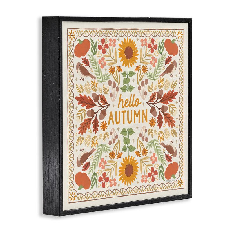 «Hello Autumn», estampe numérique par Laura Marshall, H 12 po x l 12 po, Giclée encadrée noir minuit