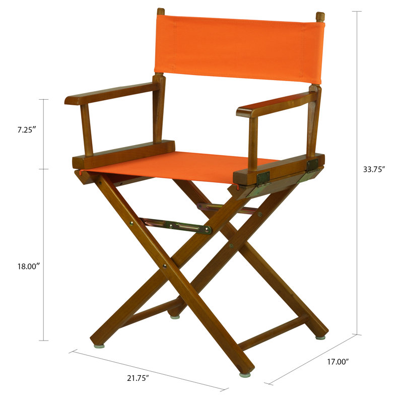 18" Folding Director Chair, Tangerine, Honey Oak