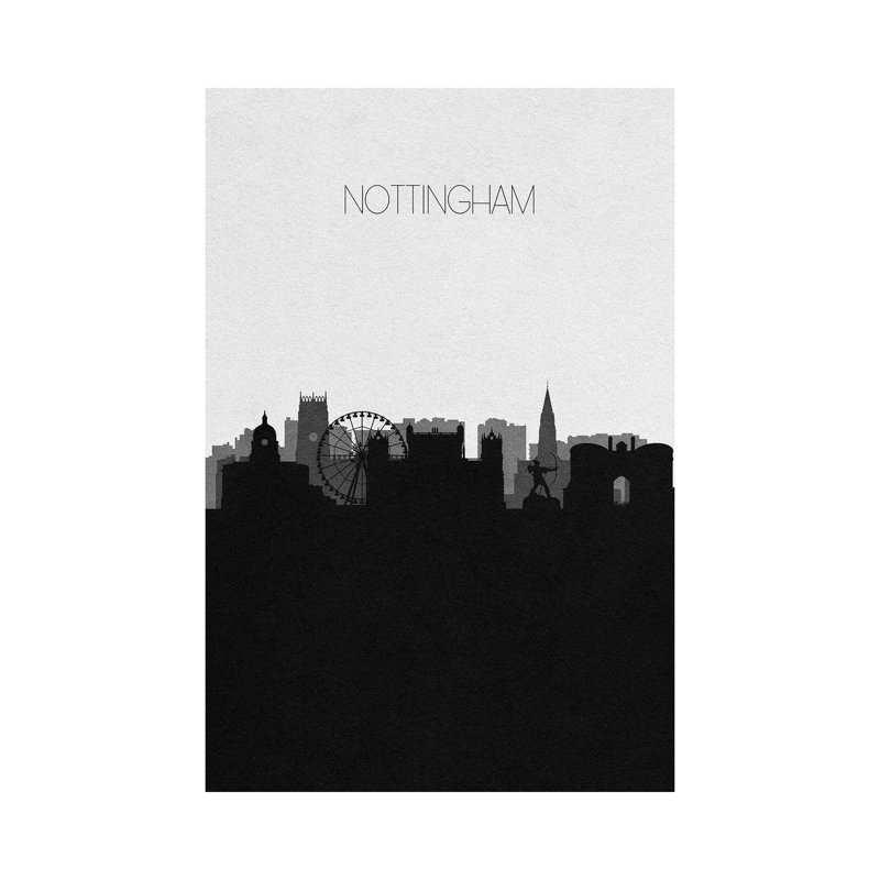 Nottingham, United Kingdom City Skyline by Ayse Deniz Akerman - Wrapped Canvas Print, 66.04 cm H x 45.72 cm W x 1.91 cm D