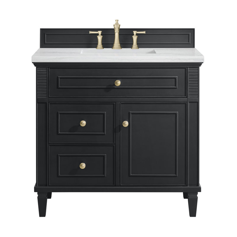Lorelai 36'' W Single Vanity, Carrara White, Black Onyx, 8" Widespread