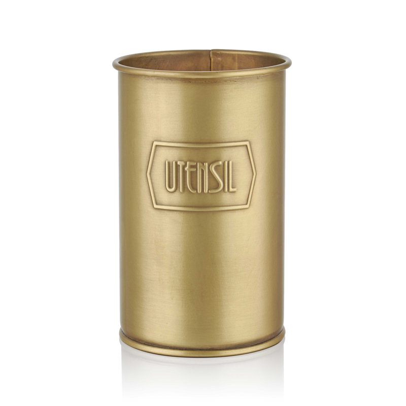 Metal Utensil Crock, Gold