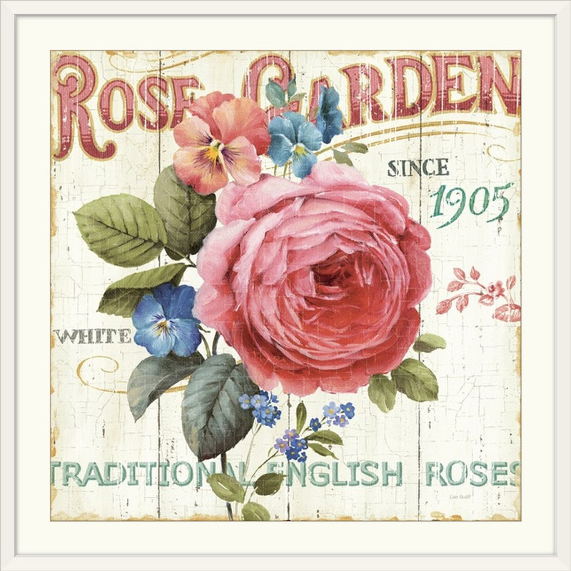 Publicité rétro «Musso Rose Garden I» par Lisa Audit, H 20" x l 20" x P 1", Cadre blanc